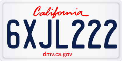 CA license plate 6XJL222