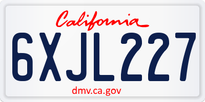CA license plate 6XJL227