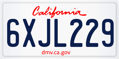 CA license plate 6XJL229
