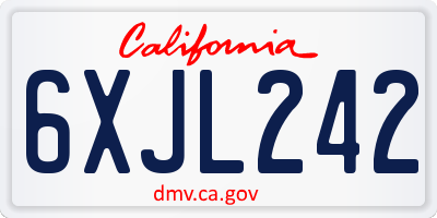 CA license plate 6XJL242
