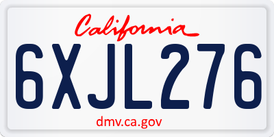 CA license plate 6XJL276