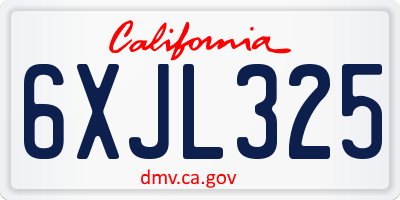 CA license plate 6XJL325