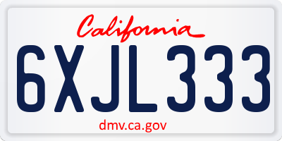 CA license plate 6XJL333