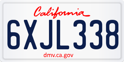 CA license plate 6XJL338