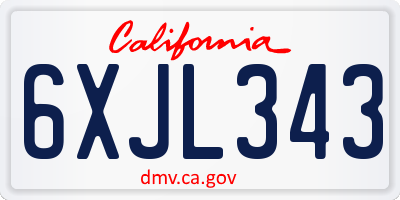 CA license plate 6XJL343