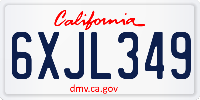 CA license plate 6XJL349
