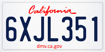 CA license plate 6XJL351