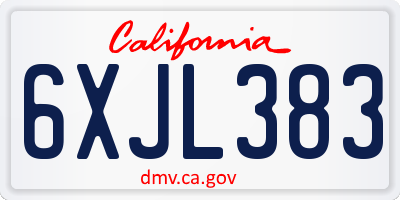 CA license plate 6XJL383