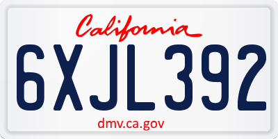 CA license plate 6XJL392