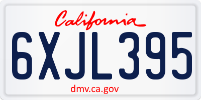 CA license plate 6XJL395