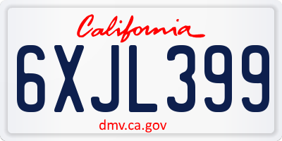 CA license plate 6XJL399