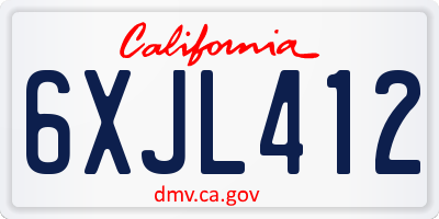CA license plate 6XJL412