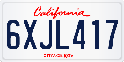 CA license plate 6XJL417