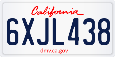 CA license plate 6XJL438