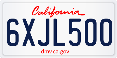 CA license plate 6XJL500