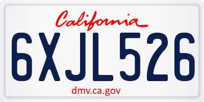 CA license plate 6XJL526