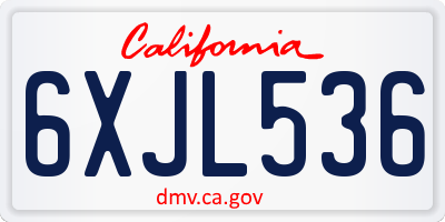 CA license plate 6XJL536