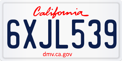 CA license plate 6XJL539