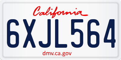 CA license plate 6XJL564
