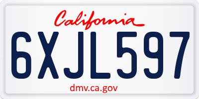 CA license plate 6XJL597