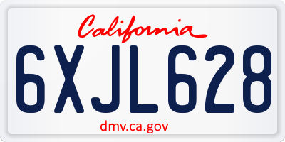 CA license plate 6XJL628