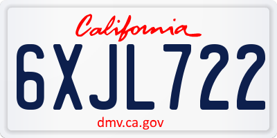 CA license plate 6XJL722