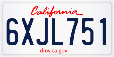 CA license plate 6XJL751