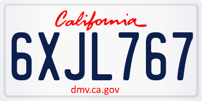 CA license plate 6XJL767