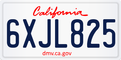 CA license plate 6XJL825