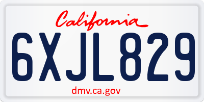 CA license plate 6XJL829