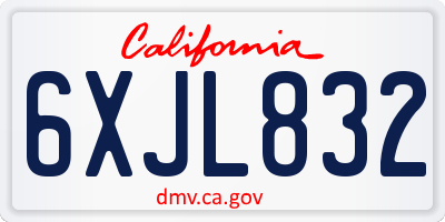 CA license plate 6XJL832