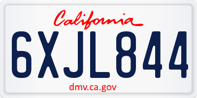 CA license plate 6XJL844
