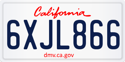 CA license plate 6XJL866