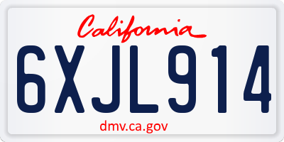 CA license plate 6XJL914