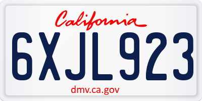 CA license plate 6XJL923