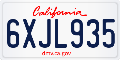 CA license plate 6XJL935
