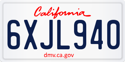 CA license plate 6XJL940