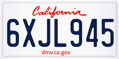 CA license plate 6XJL945