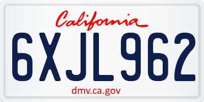 CA license plate 6XJL962