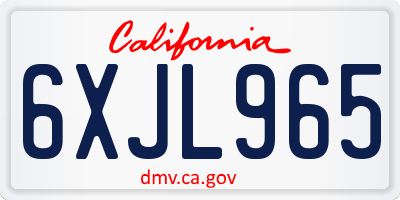 CA license plate 6XJL965