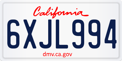 CA license plate 6XJL994