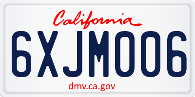 CA license plate 6XJM006
