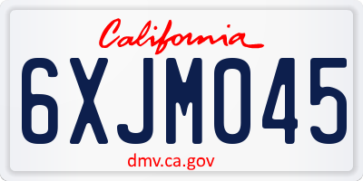 CA license plate 6XJM045