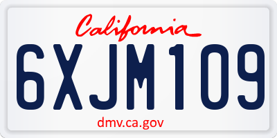 CA license plate 6XJM109