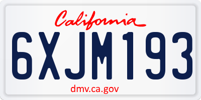 CA license plate 6XJM193