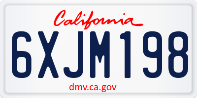 CA license plate 6XJM198