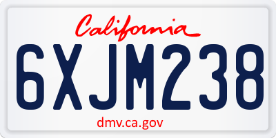 CA license plate 6XJM238