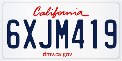 CA license plate 6XJM419