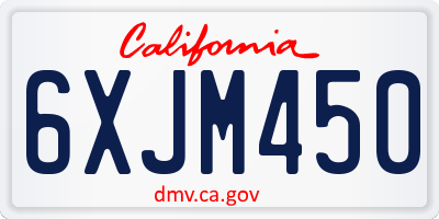 CA license plate 6XJM450