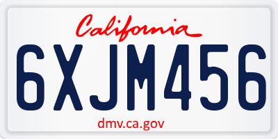CA license plate 6XJM456